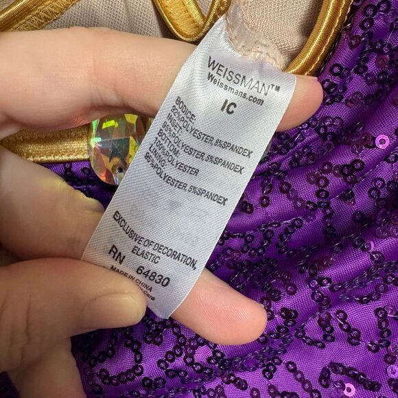 Weissman 10465 Genie in a Bottle Purple Sequin Metallic Gold Dance Costume Jazz - Picture 4 of 12